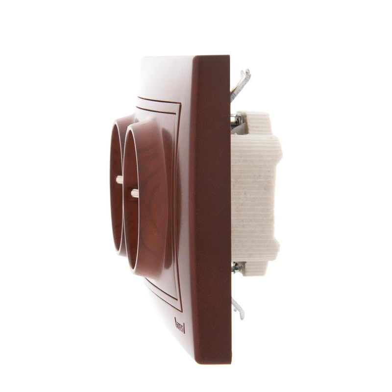 Розетка 2-м СП Мира 16А IP20 с заземл. керамика вишня LEZARD 701-0601-127