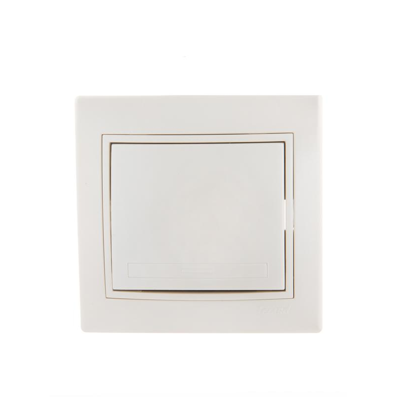 Выключатель 1-кл. СП Мира 10А IP20 со вставкой жемчуж./бел. перламутр. LEZARD 701-3030-100