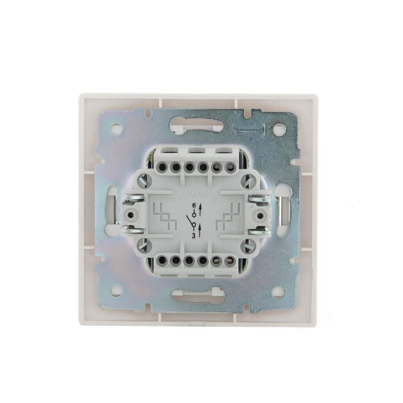 Выключатель 1-кл. СП Мира 10А IP20 со вставкой жемчуж./бел. перламутр. LEZARD 701-3030-100