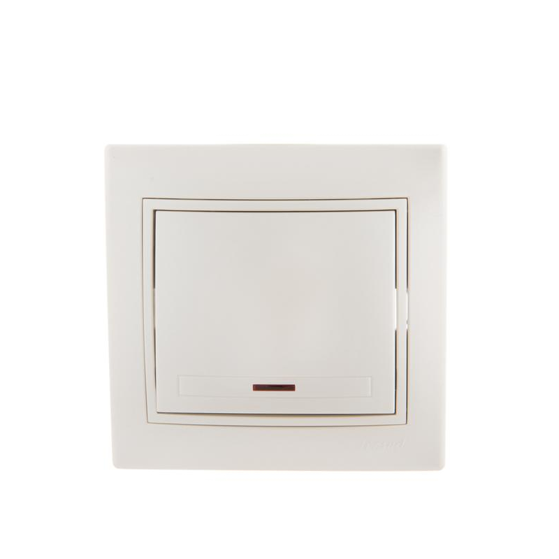 Выключатель 1-кл. СП Мира 10А IP20 с подсветкой со вставкой жемчуж./бел. перламутр. LEZARD 701-3030-111