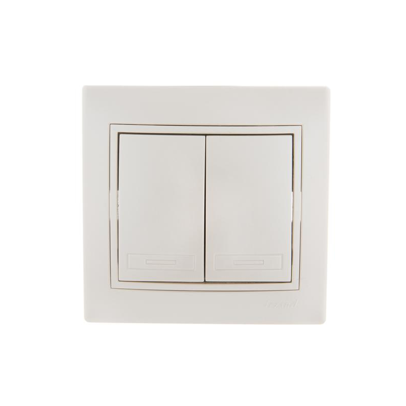 Выключатель 2-кл. СП Мира 10А IP20 со вставкой жемчуж./бел. перламутр. LEZARD 701-3030-101