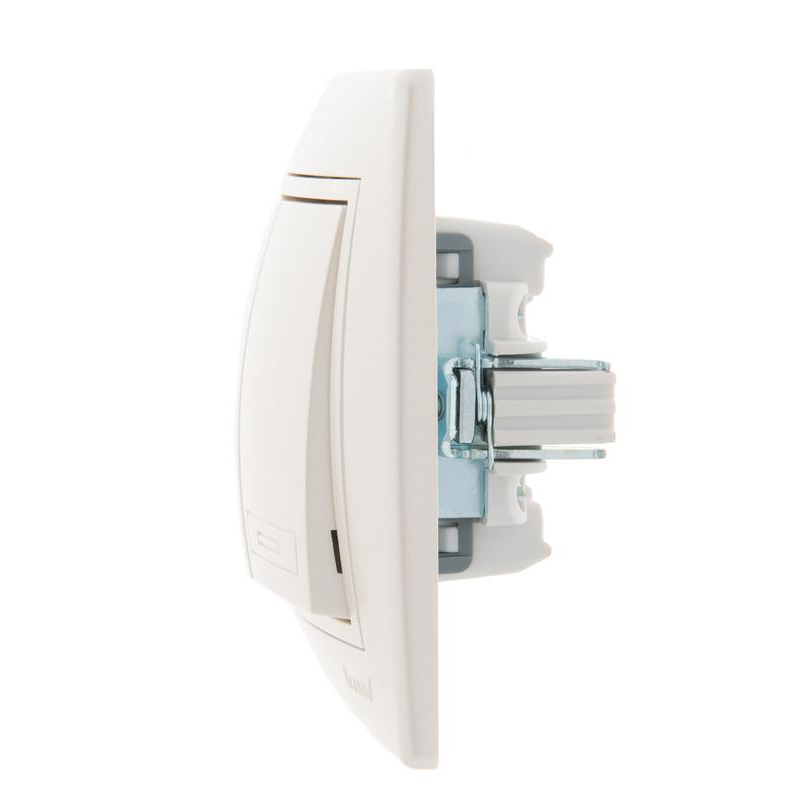 Выключатель 2-кл. СП Мира 10А IP20 со вставкой жемчуж./бел. перламутр. LEZARD 701-3030-101