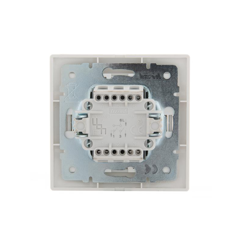 Выключатель 2-кл. СП Мира 10А IP20 со вставкой жемчуж./бел. перламутр. LEZARD 701-3030-101