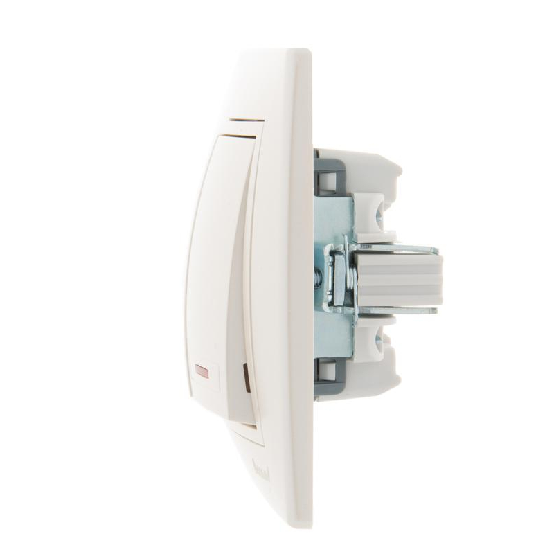 Выключатель 2-кл. СП Мира 10А IP20 с подсветкой со вставкой жемчуж./бел. перламутр. LEZARD 701-3030-112