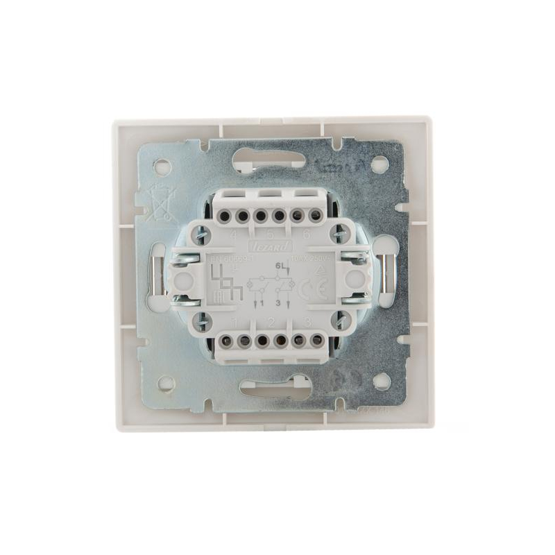 Выключатель 2-кл. СП Мира 10А IP20 с подсветкой со вставкой жемчуж./бел. перламутр. LEZARD 701-3030-112