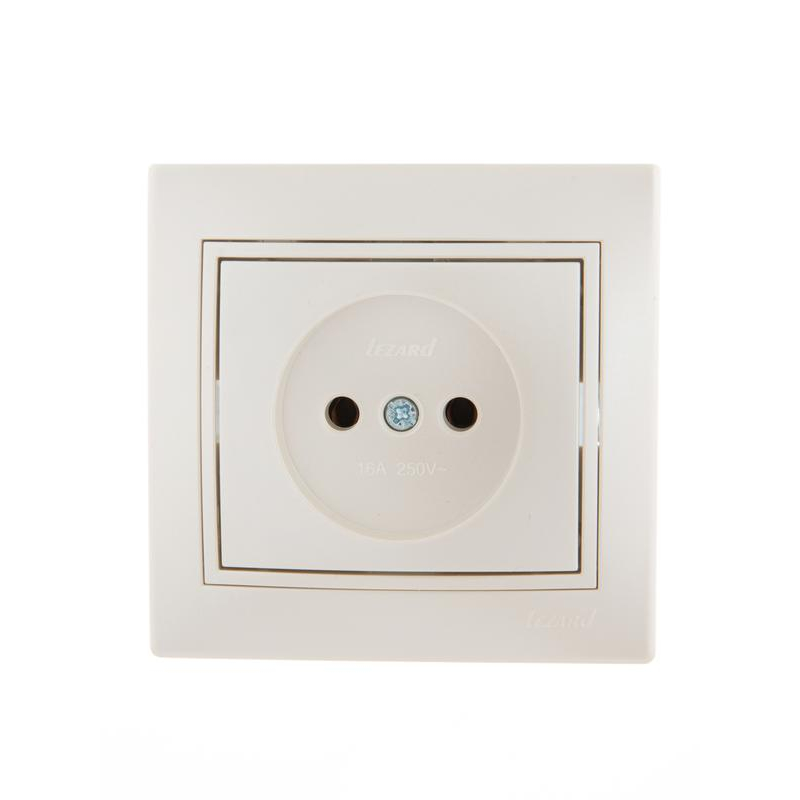 Розетка 1-м СП Мира 16А IP20 без заземл. со вставкой керамика жемчуж./бел. перламутр. LEZARD 701-3030-121