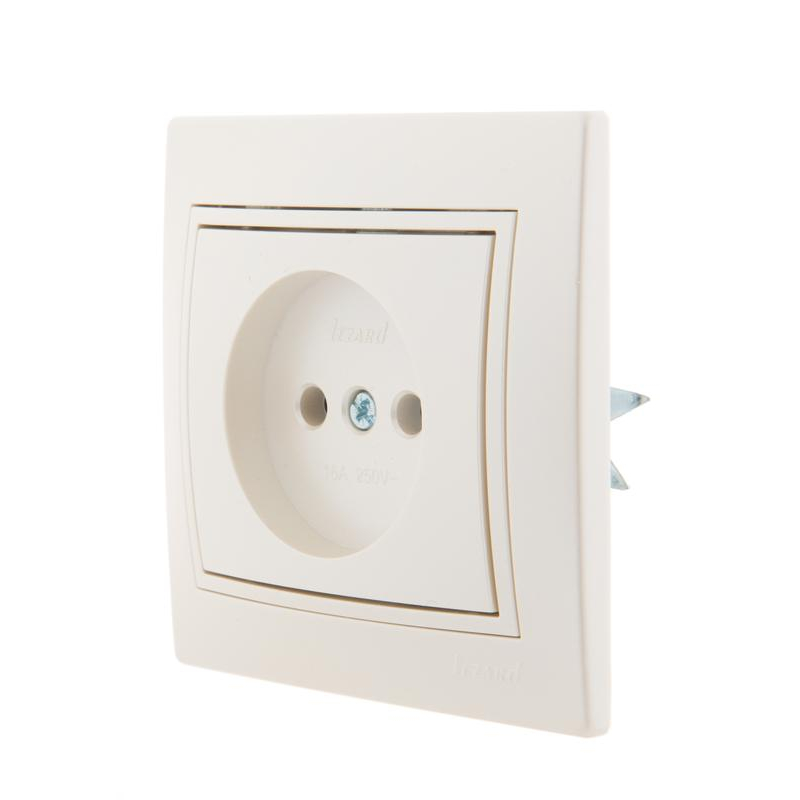 Розетка 1-м СП Мира 16А IP20 без заземл. со вставкой керамика жемчуж./бел. перламутр. LEZARD 701-3030-121
