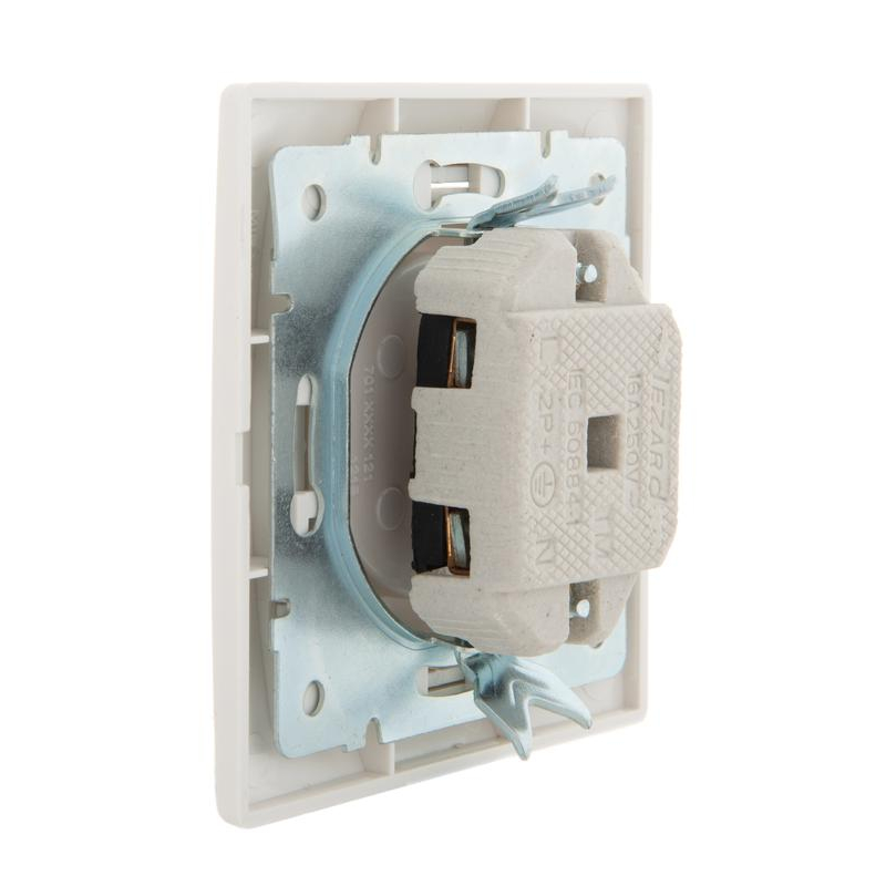 Розетка 1-м СП Мира 16А IP20 без заземл. со вставкой керамика жемчуж./бел. перламутр. LEZARD 701-3030-121