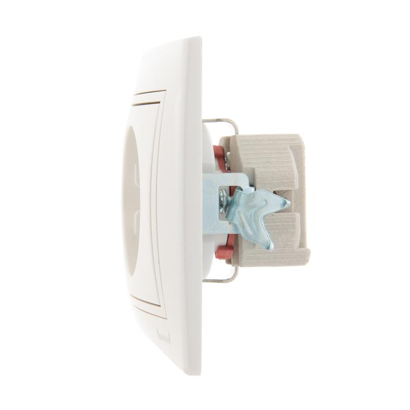 Розетка 1-м СП Мира 16А IP20 с заземл. защ. шторки со вставкой керамика жемчуж./бел. перламутр. LEZARD 701-3030-124