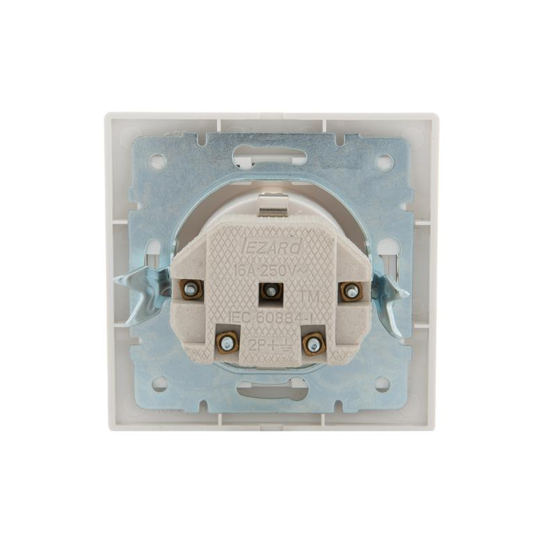 Розетка 1-м СП Мира 16А IP20 с заземл. защ. шторки со вставкой керамика жемчуж./бел. перламутр. LEZARD 701-3030-124