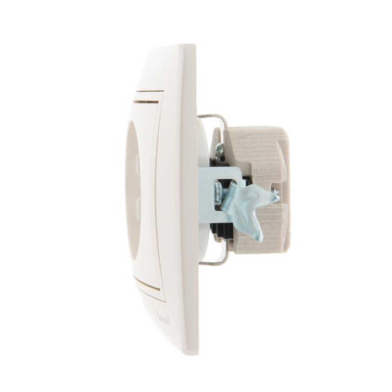 Розетка 1-м СП Мира 16А IP20 с заземл. со вставкой керамика жемчуж./бел. перламутр. LEZARD 701-3030-122