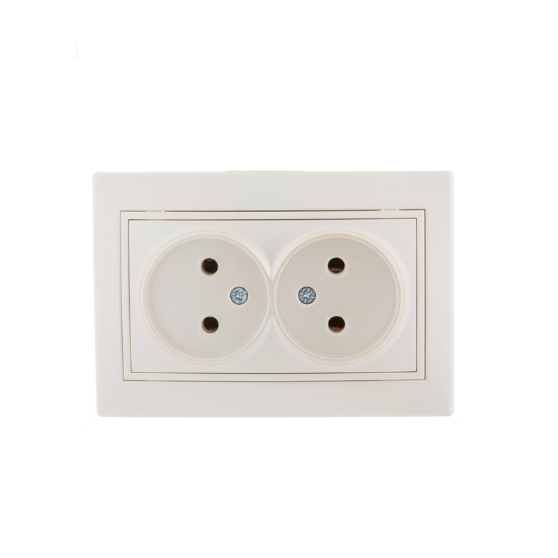 Розетка 2-м СП Мира 16А IP20 без заземл. со вставкой керамика жемчуж./бел. перламутр. LEZARD 701-3030-128