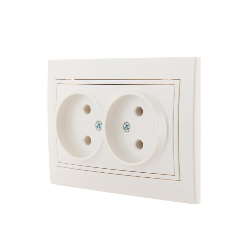 Розетка 2-м СП Мира 16А IP20 без заземл. со вставкой керамика жемчуж./бел. перламутр. LEZARD 701-3030-128