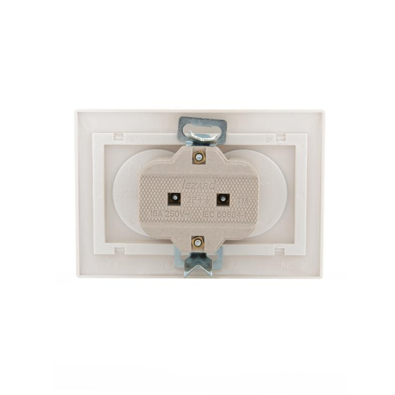 Розетка 2-м СП Мира 16А IP20 без заземл. со вставкой керамика жемчуж./бел. перламутр. LEZARD 701-3030-128