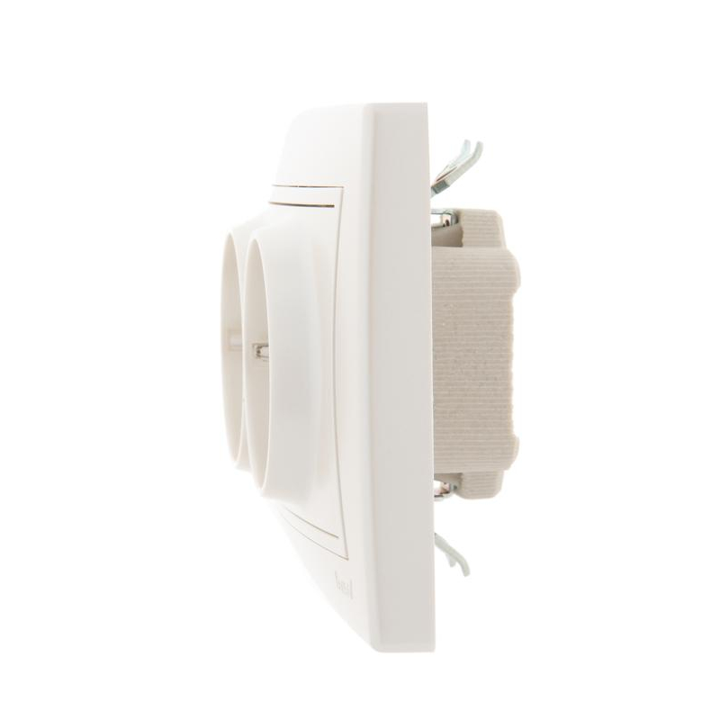 Розетка 2-м СП Мира 16А IP20 с заземл. со вставкой керамика жемчуж./бел. перламутр. LEZARD 701-3030-127