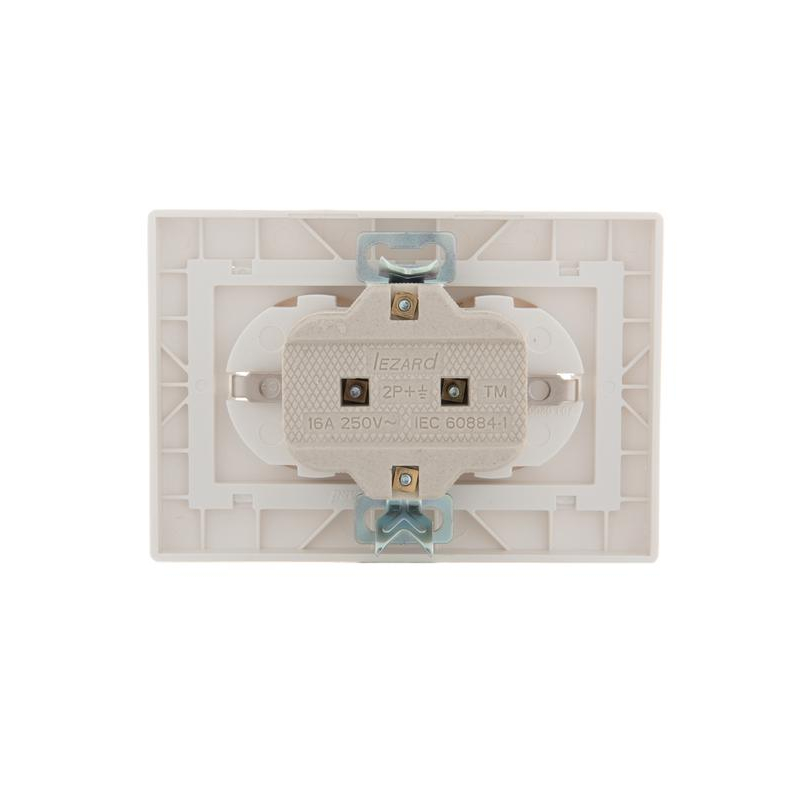 Розетка 2-м СП Мира 16А IP20 с заземл. со вставкой керамика жемчуж./бел. перламутр. LEZARD 701-3030-127