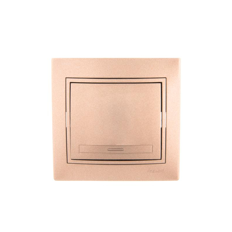 Выключатель 1-кл. СП Мира 10А IP20 со вставкой свет. корич. перламутр. LEZARD 701-3131-100