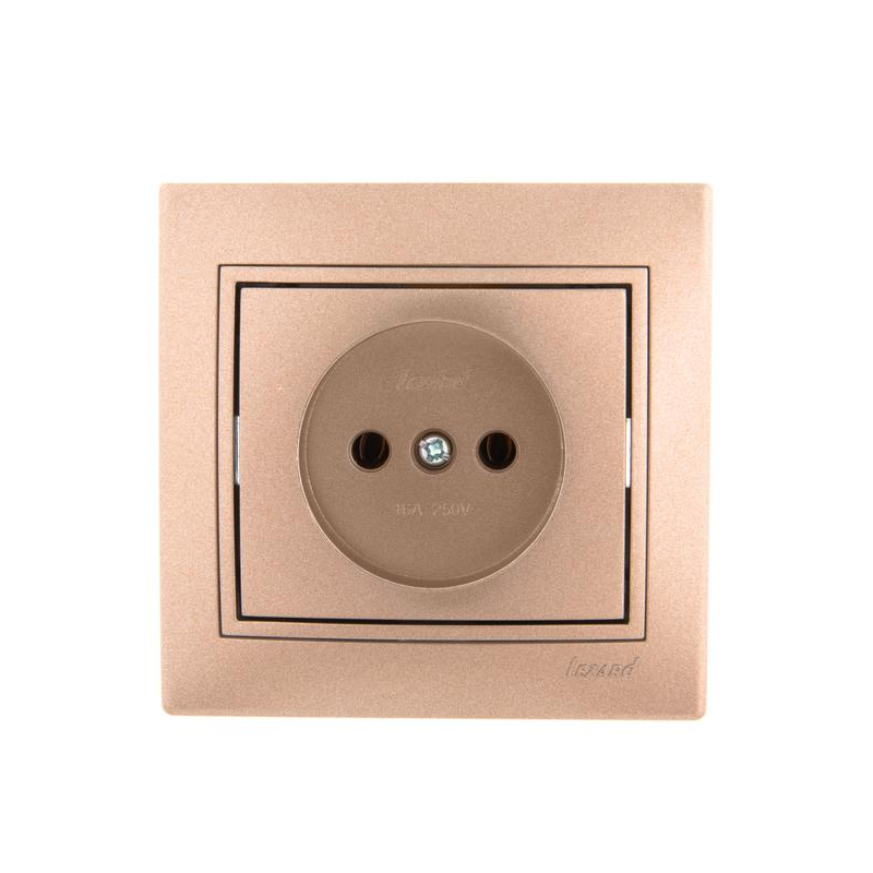 Розетка 1-м СП Мира 16А IP20 без заземл. со вставкой керамика свет. корич. перламутр. LEZARD 701-3131-121