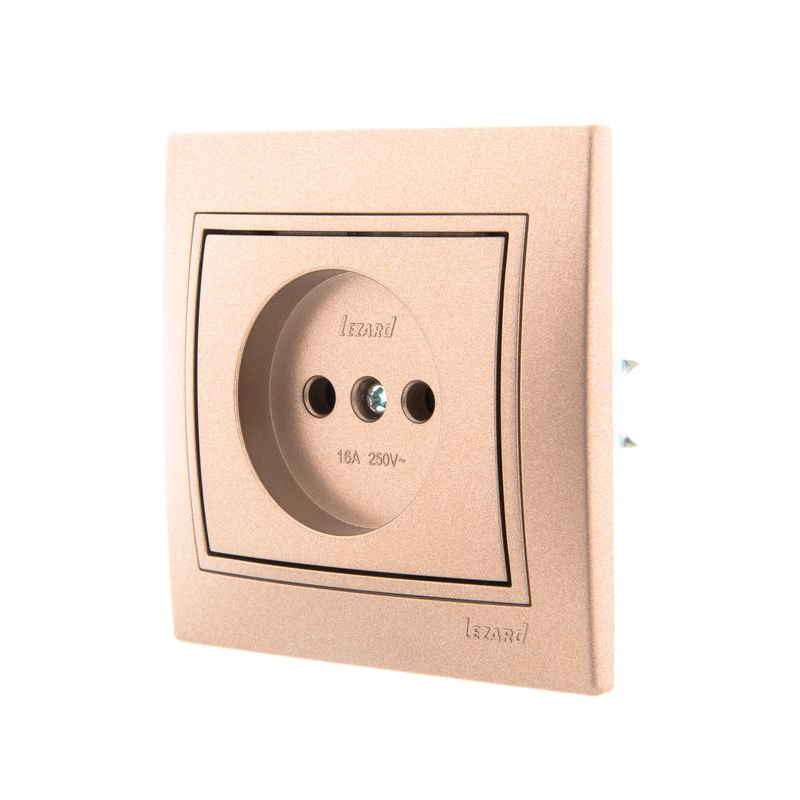 Розетка 1-м СП Мира 16А IP20 без заземл. со вставкой керамика свет. корич. перламутр. LEZARD 701-3131-121