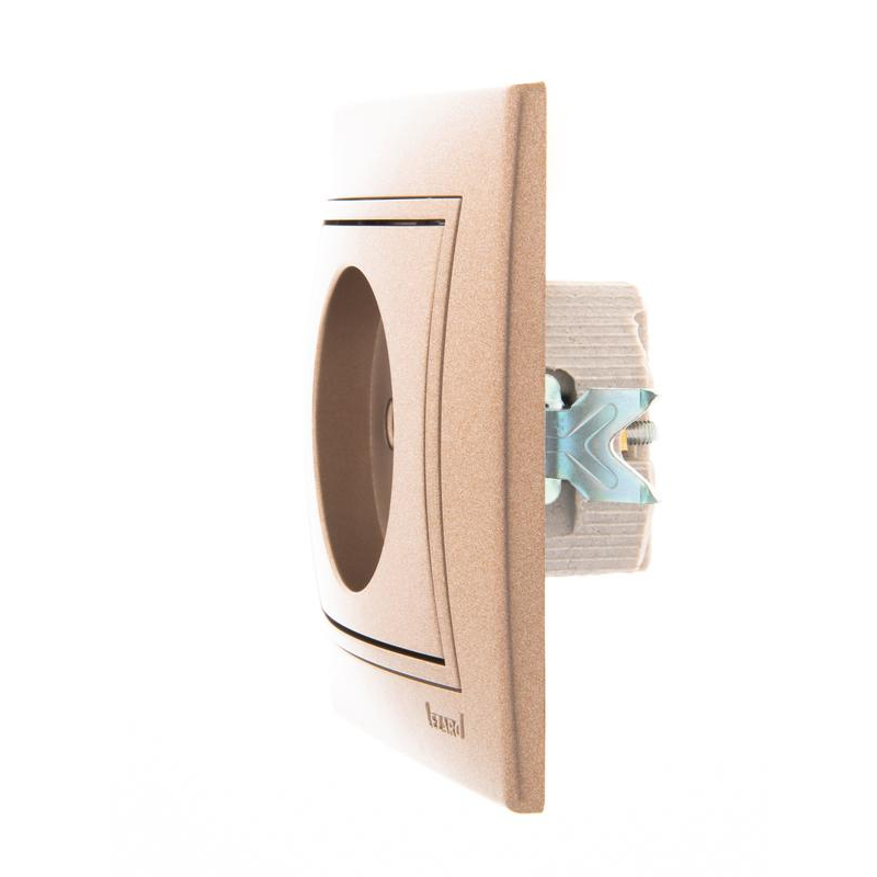 Розетка 1-м СП Мира 16А IP20 без заземл. со вставкой керамика свет. корич. перламутр. LEZARD 701-3131-121