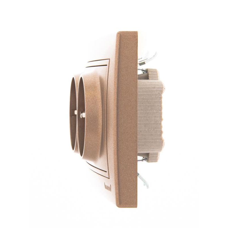 Розетка 2-м СП Мира 16А IP20 с заземл. со вставкой керамика свет. корич. перламутр. LEZARD 701-3131-127