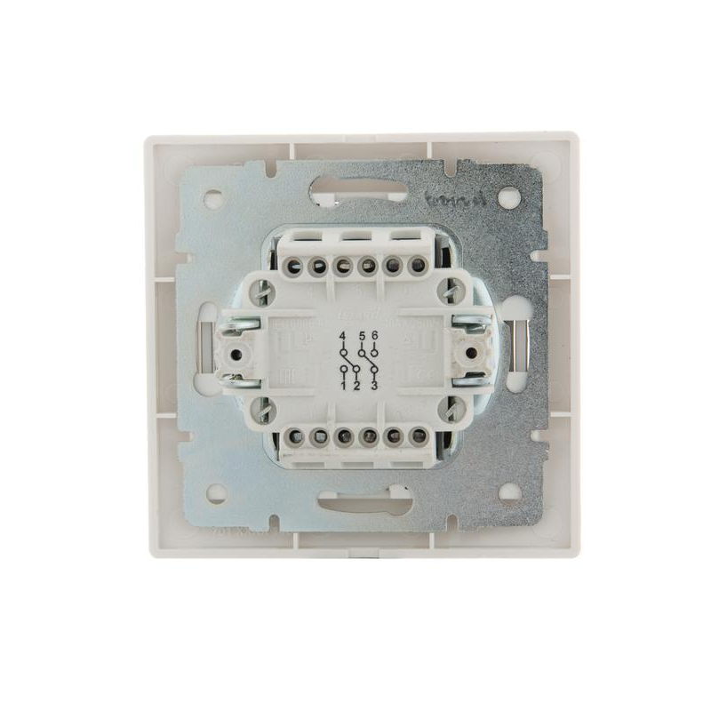 Выключатель проходной 2-кл. СП Мира 10А со вставкой жемчуж./бел. перламутр. LEZARD 701-3030-106