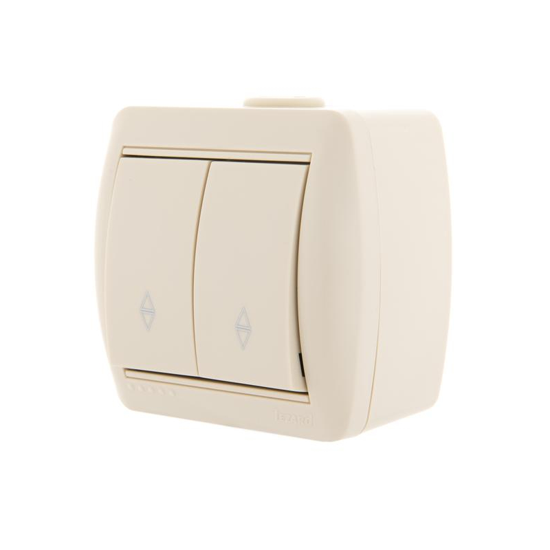 Выключатель проходной 2-кл. ОП Ната 10А крем. LEZARD 710-0300-106