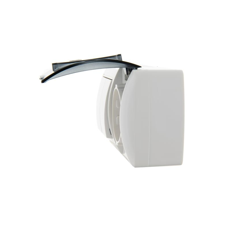 Блок ОП Ната IP20 горизонт. бел. (2-кл. выкл.+ розетка евро с заземл. с крыш.) LEZARD 710-0200-171