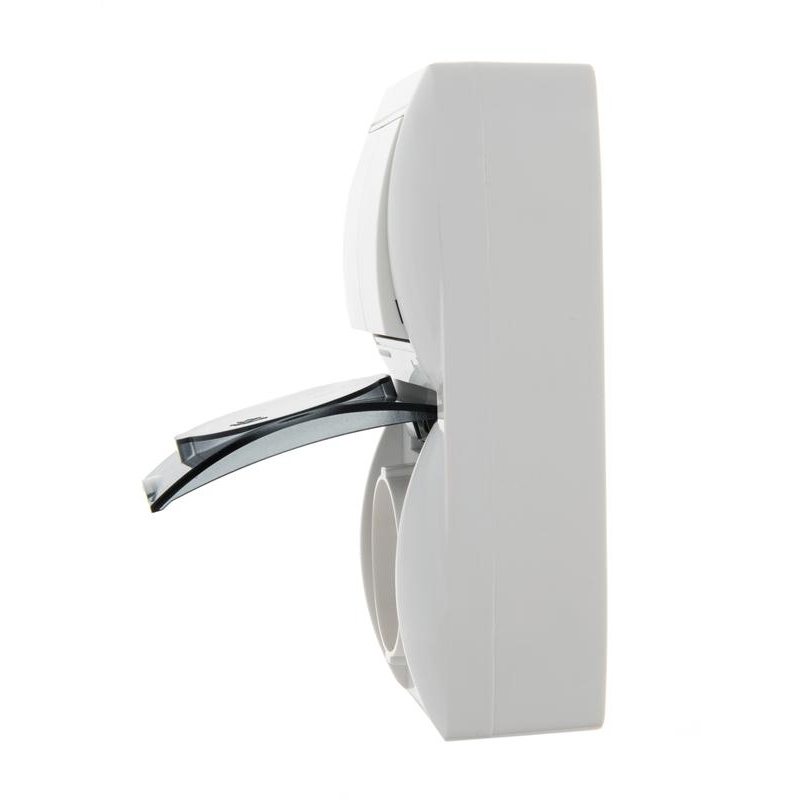 Блок ОП Ната IP20 верт. бел. (2-кл. выкл. + розетка евро с заземл. с крыш.) LEZARD 710-0200-173