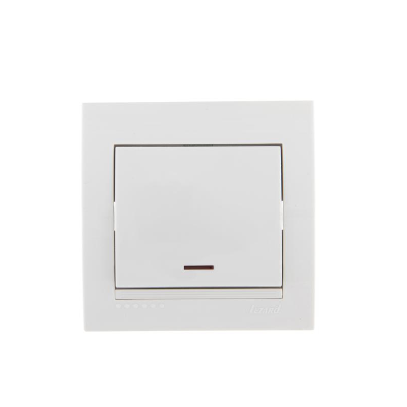 Выключатель 1-кл. СП Дери 10А с подсветкой бел. LEZARD 702-0202-111