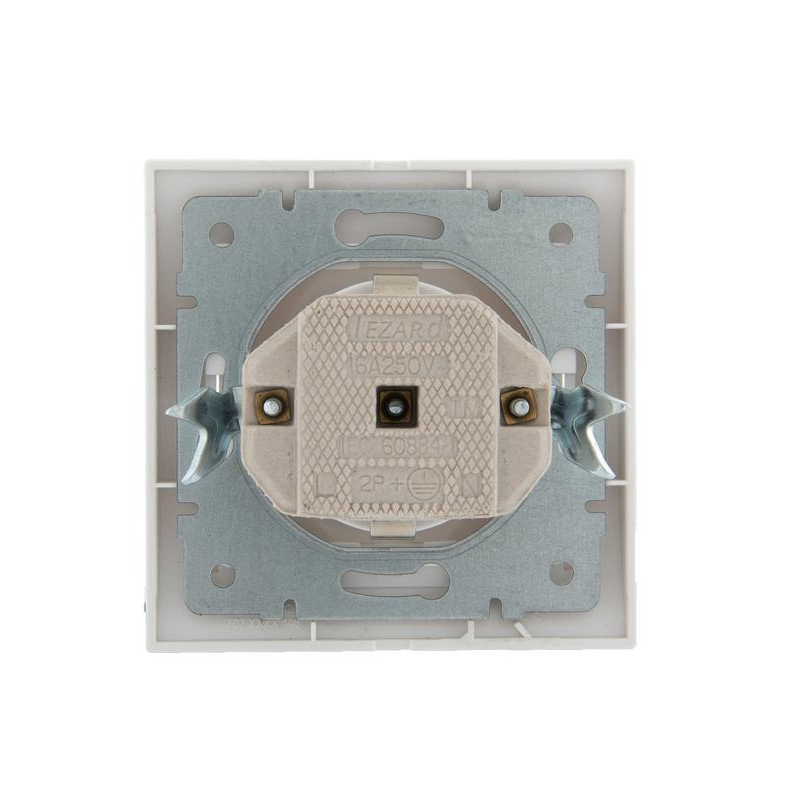 Розетка 1-м СП Дери 16А IP20 с заземл. керамика бел./бел. LEZARD 702-0202-122