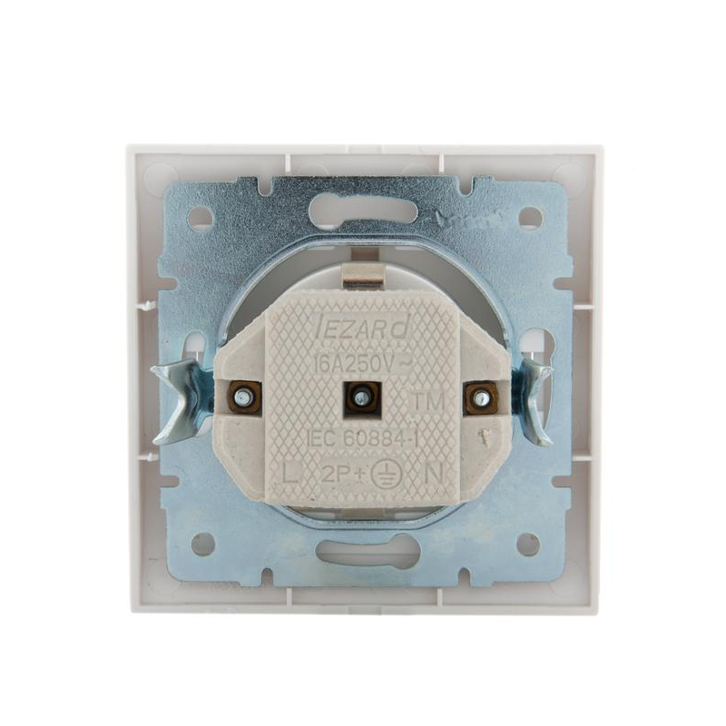 Розетка 1-м СП Дери 16А IP20 с заземл. с крышкой керамика бел./бел. LEZARD 702-0202-123