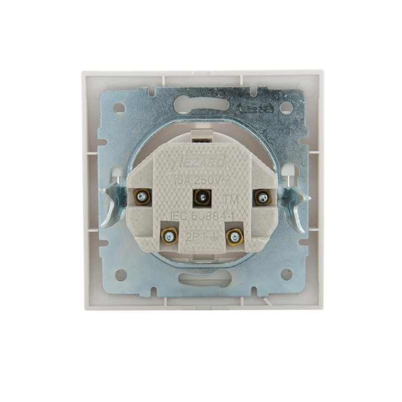 Розетка 1-м СП Дери 16А IP20 с заземл. защ. шторки керамика бел./бел. LEZARD 702-0202-124