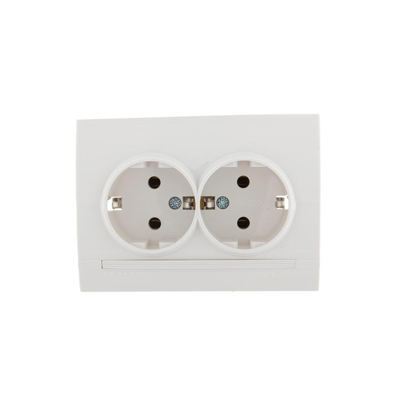 Розетка 2-м СП Дери 16А IP20 с заземл. керамика бел./бел. LEZARD 702-0202-127