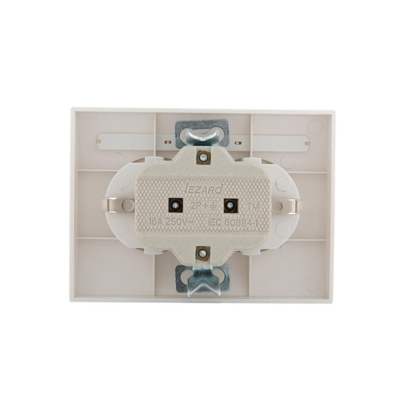 Розетка 2-м СП Дери 16А IP20 с заземл. керамика бел./бел. LEZARD 702-0202-127