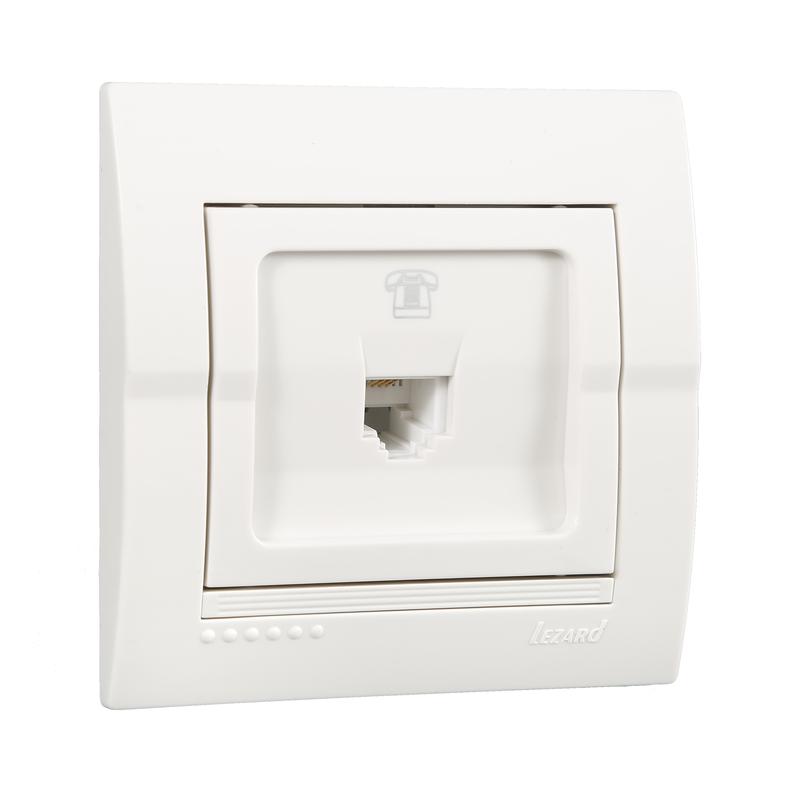 Розетка телефонная RJ11 1-м СП Дери 16А IP20 евро стандарт бел. LEZARD 702-0202-137