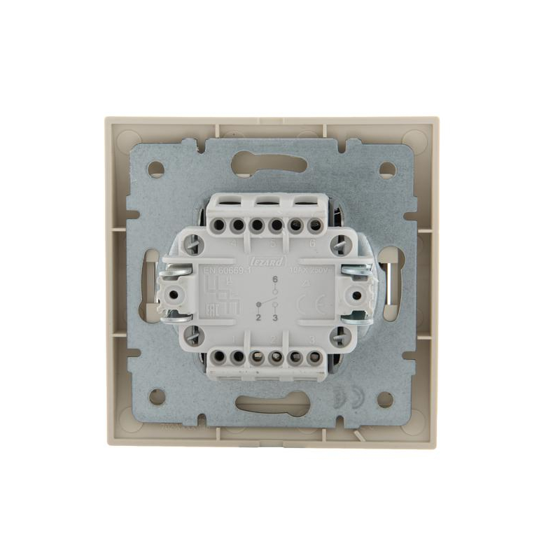 Выключатель проходной 1-кл. СП Дери 10А крем. LEZARD 702-0303-105