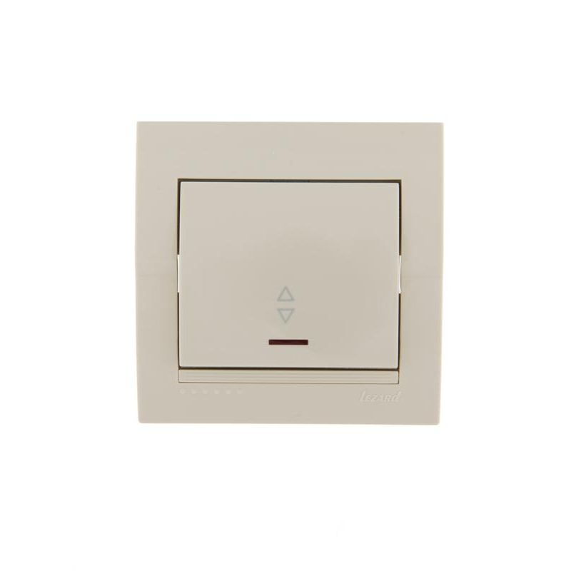 Выключатель проходной 1-кл. СП Дери 10А с подсветкой крем. LEZARD 702-0303-114