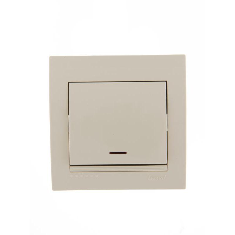 Выключатель 1-кл. СП Дери 10А с подсветкой крем. LEZARD 702-0303-111