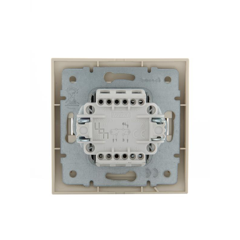 Выключатель 2-кл. СП Дери 10А с подсветкой крем. LEZARD 702-0303-112