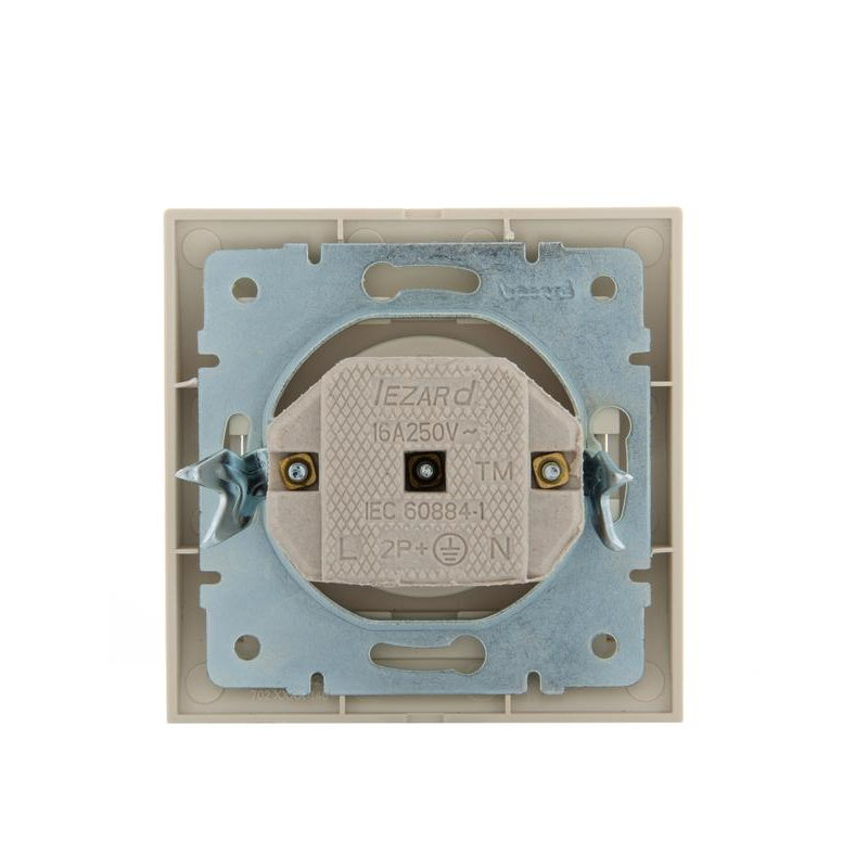 Розетка 1-м СП Дери 16А IP20 без заземл. керамика крем. LEZARD 702-0303-121