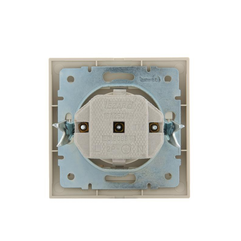 Розетка 1-м СП Дери 16А IP20 с заземл. с крышкой керамика крем. LEZARD 702-0303-123