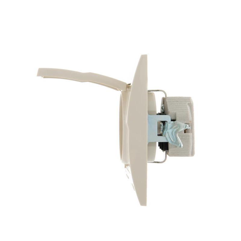 Розетка 1-м СП Дери 16А IP20 с заземл. с крышкой керамика крем. LEZARD 702-0303-123