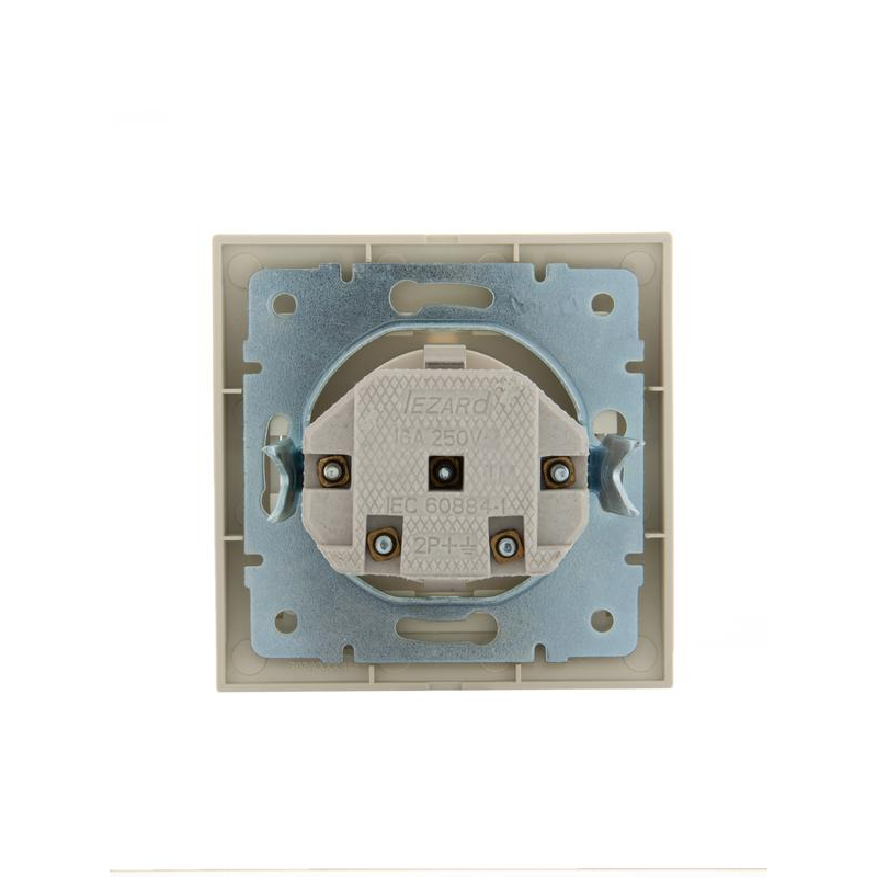 Розетка 1-м СП Дери 16А IP20 с заземл. защ. шторки керамика крем. LEZARD 702-0303-124