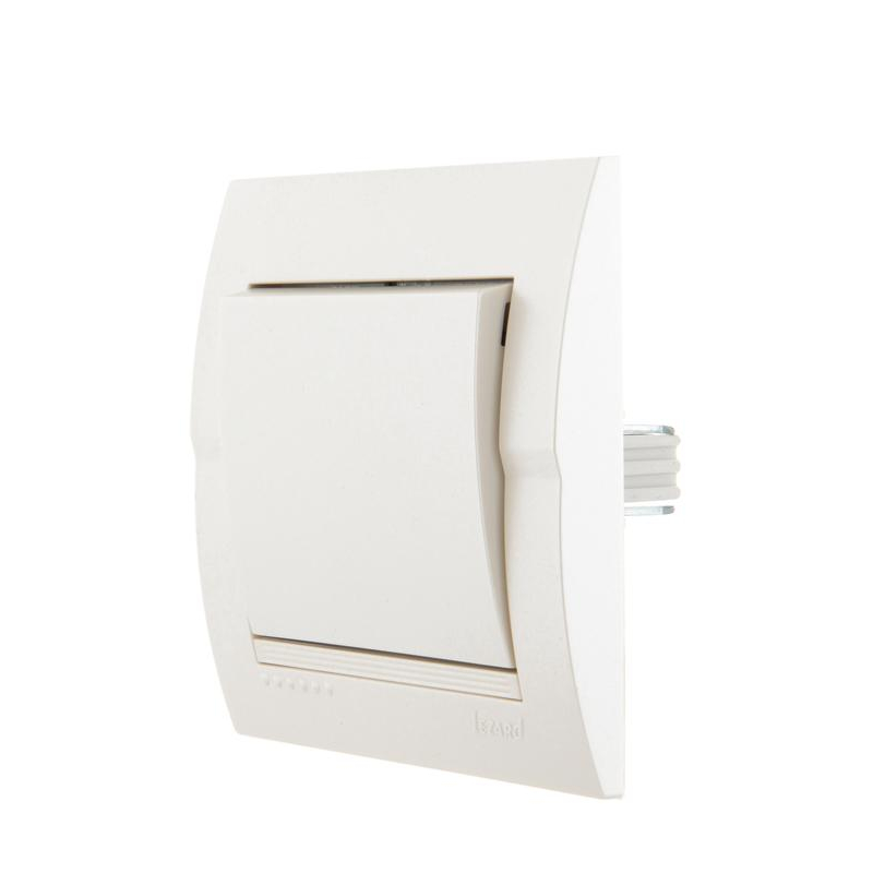 Выключатель 1-кл. СП Дери 10А жемчуж./бел. метал. LEZARD 702-3030-100