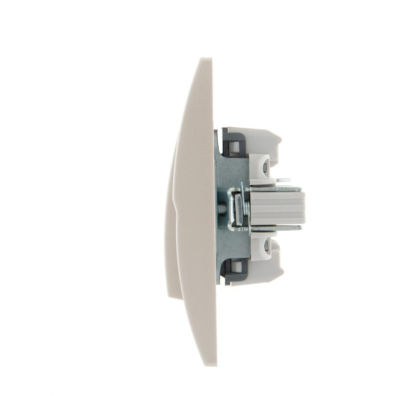 Выключатель 1-кл. СП Дери 10А с подсветкой жемчуж./бел. метал. LEZARD 702-3030-111