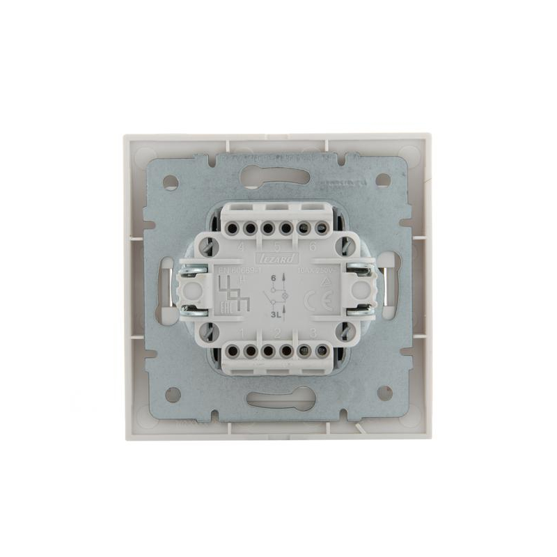 Выключатель 1-кл. СП Дери 10А с подсветкой жемчуж./бел. метал. LEZARD 702-3030-111