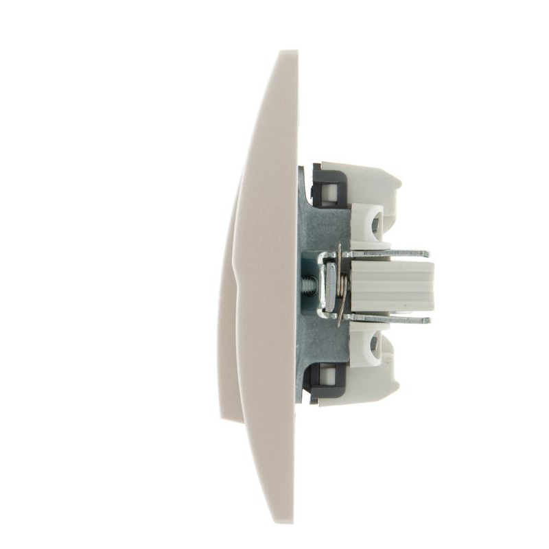 Выключатель 2-кл. СП Дери 10А с подсветкой жемчуж./бел. метал. LEZARD 702-3030-112