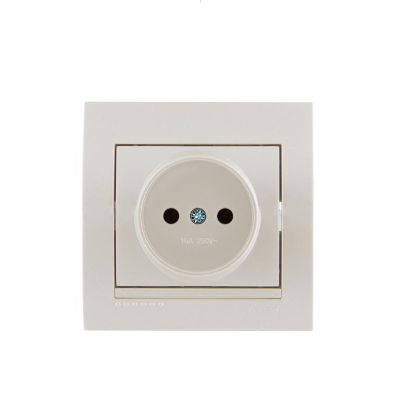 Розетка 1-м СП Дери 16А IP20 без заземл. керамика жемчуж./бел. метал. LEZARD 702-3030-121