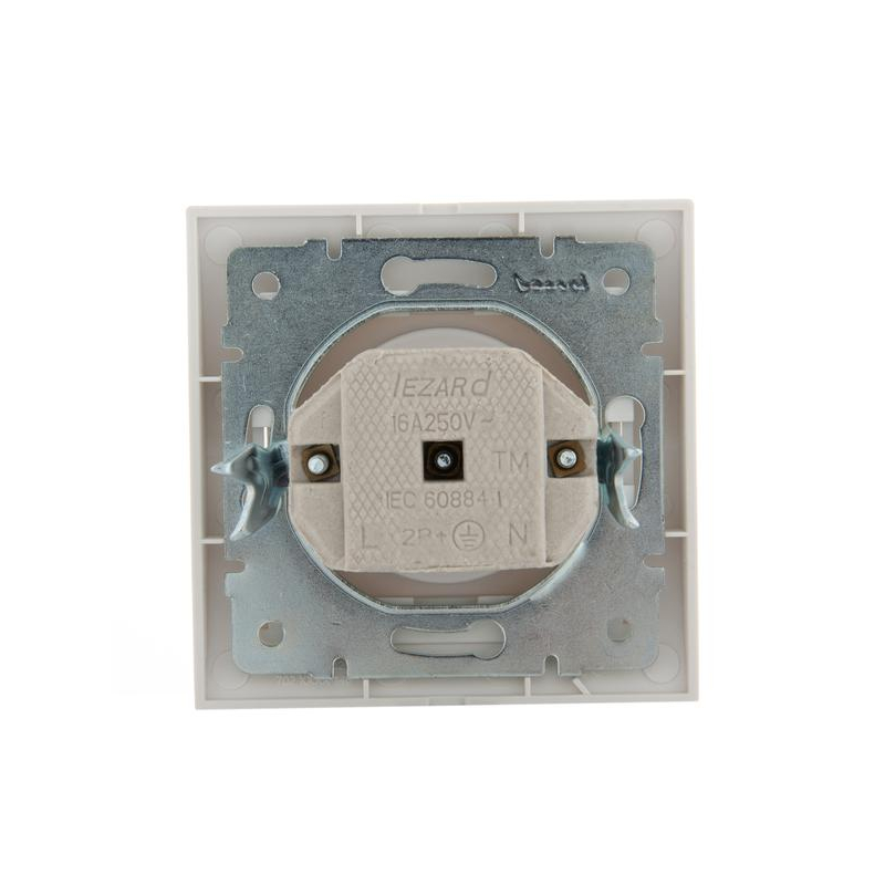 Розетка 1-м СП Дери 16А IP20 без заземл. керамика жемчуж./бел. метал. LEZARD 702-3030-121